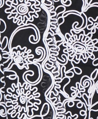 Petite Floral-Embroidered 3/4-Sleeve Lace Top