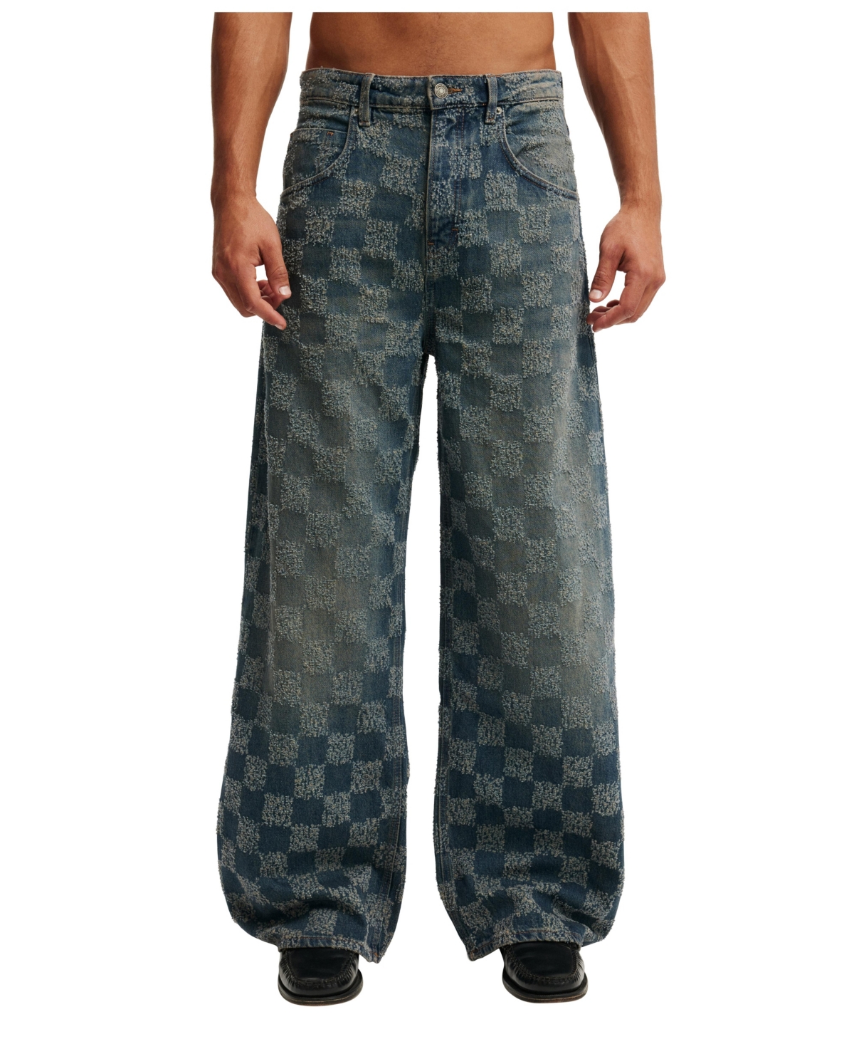 Men's Super Baggy Balloon Jeans - Check up blue