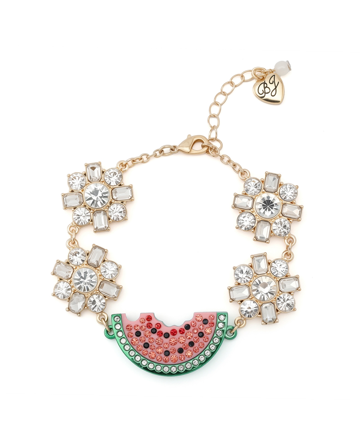 Faux Stone Backyard Cluster Link Bracelet - Pink, Gold