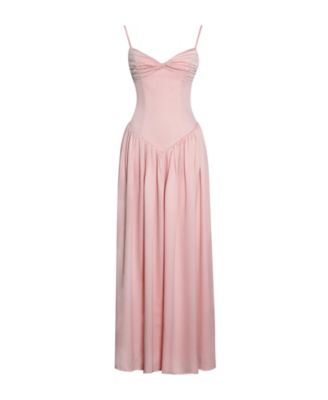 Women's Najwa Baby Pink Ruched Breast Drop Waist Maxi Dress