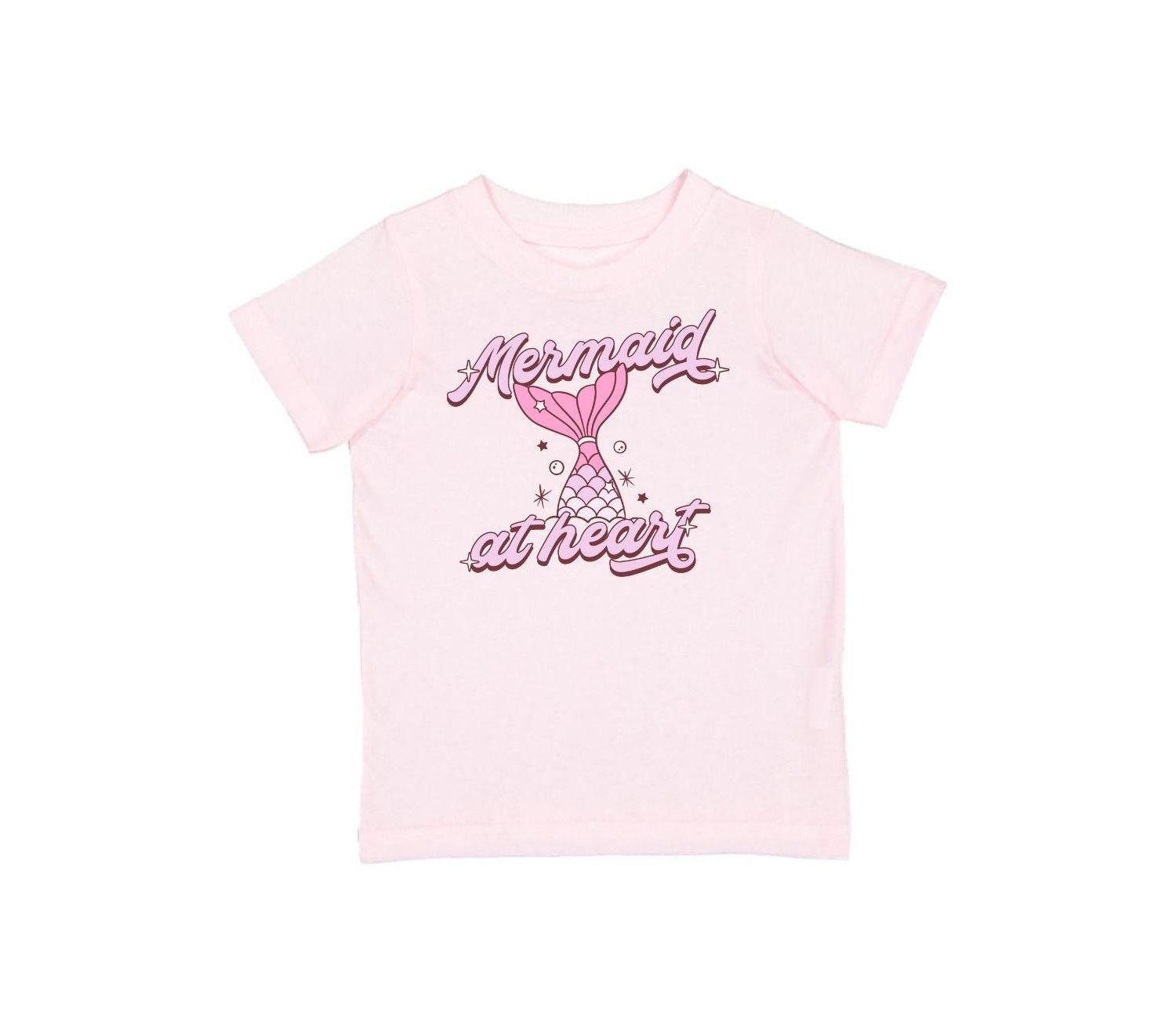 Little and Big Girls Mermaid At Heart Short Sleeve T-Shirt