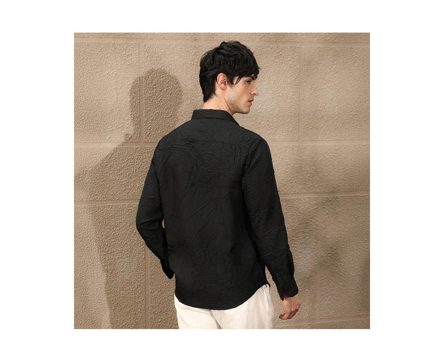 Men's Onyx Black Foliage-Tactile Shirt