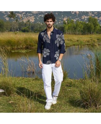 Men's Navy Blue Maxi-Flora Shirt