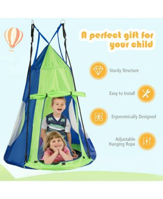 40'' Kids Hanging Chair Swing Tent Set Hammock Nest Pod Seat