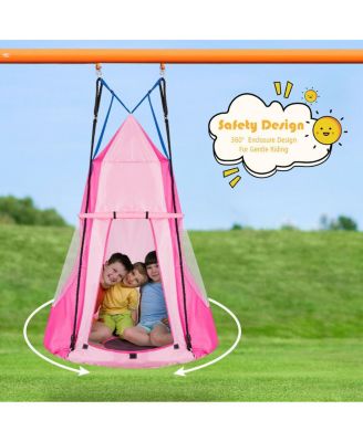 40'' Kids Hanging Chair Swing Tent Set Hammock Nest Pod Seat