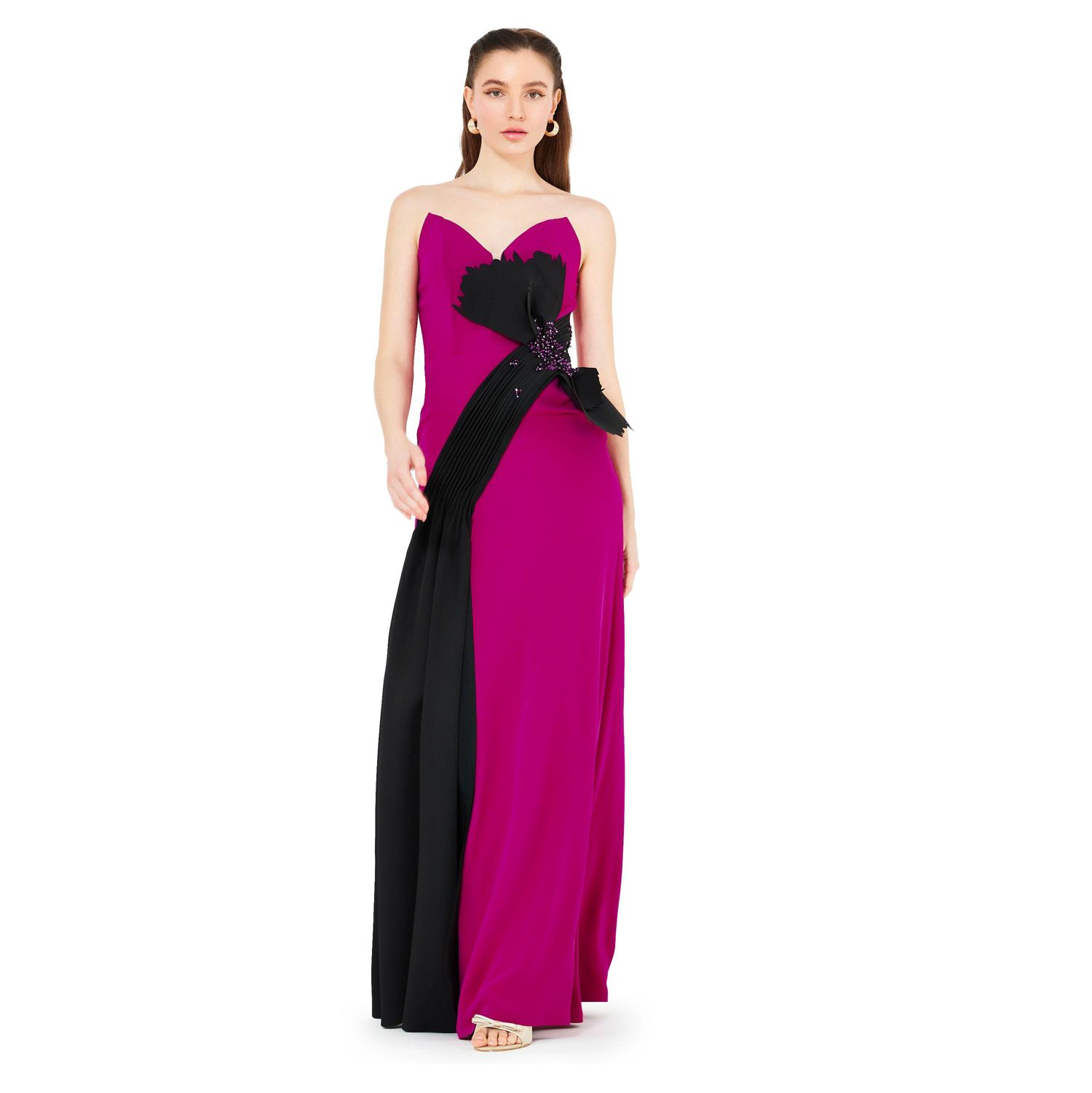 Women's Contrast Bow Detail Crepe Gown