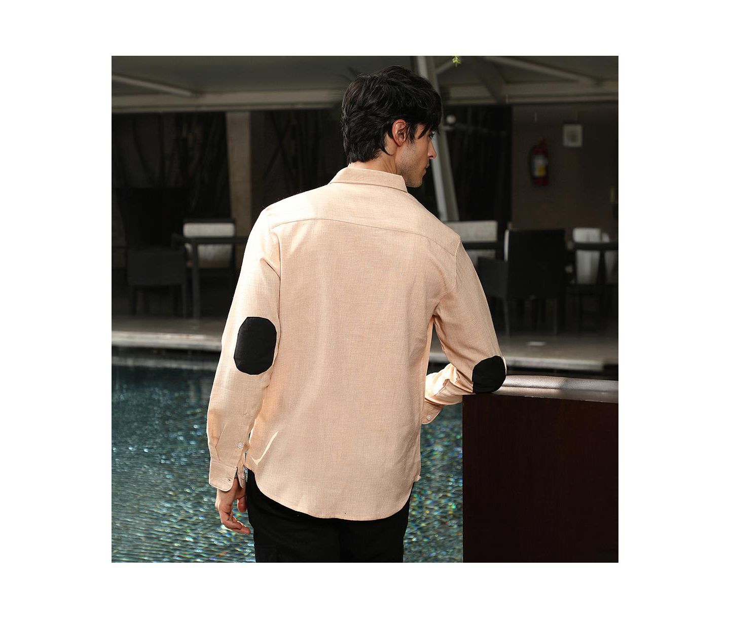 Мужская рубашка Cahoot Campus Sutra Ecru Beige Solid Relaxed, цвет: Бежевый — фото 2