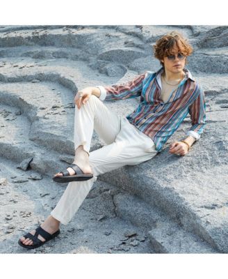 Men's Azure Blue & Chocolate Brown Multitrack-Striped Shirt