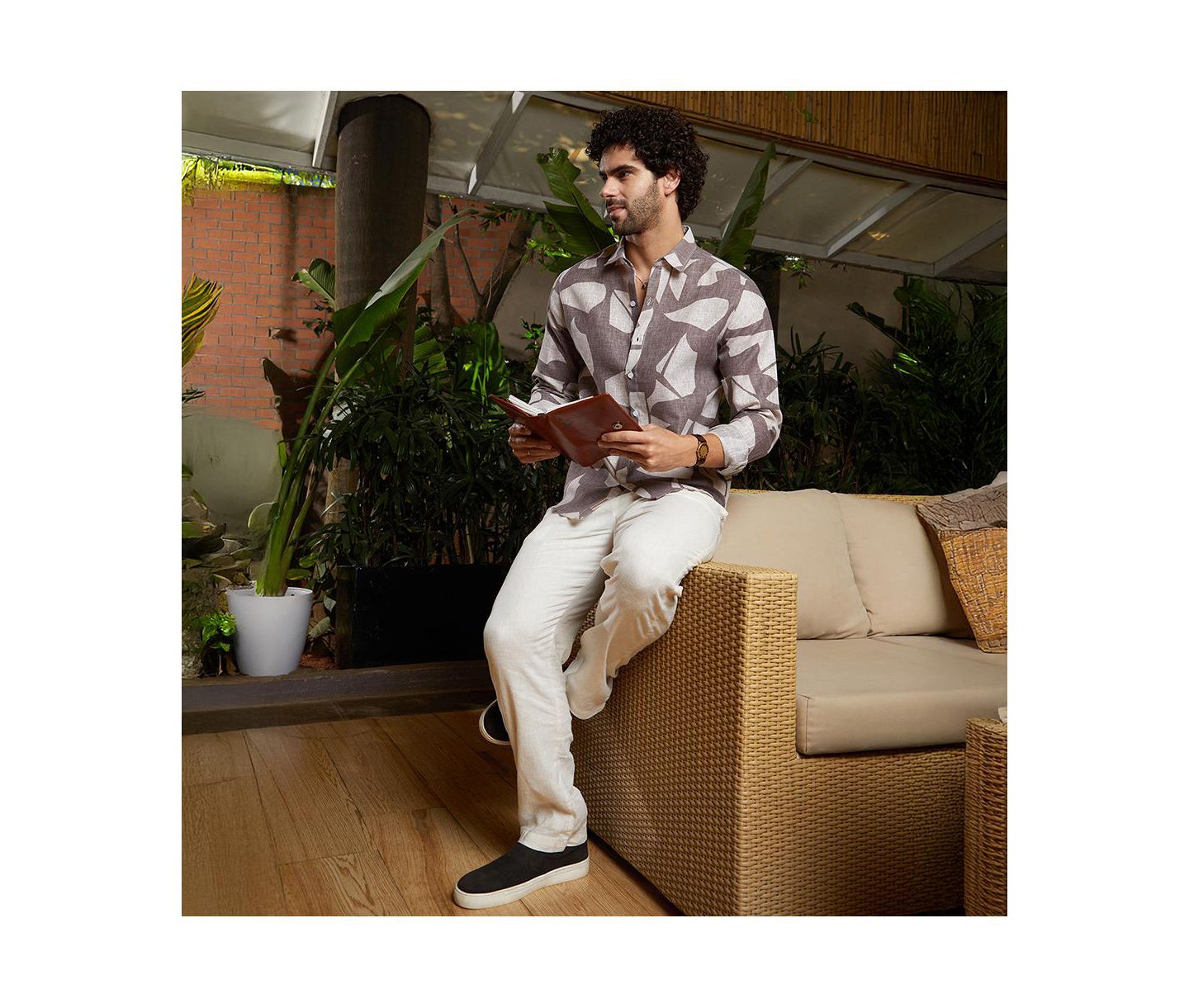 Мужская рубашка Cahoot Campus Sutra Ash Brown Abstract Heathered, цвет: Коричневый — фото 4