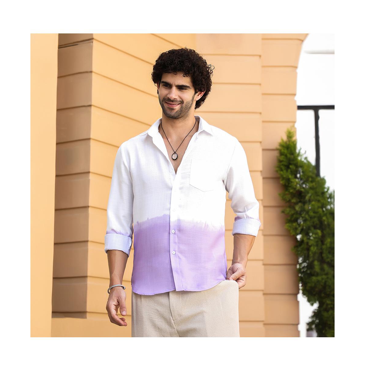Campus Sutra Men's Lilac Ombre-Plunge Regular Shirt
