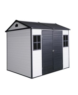 8 x 6 ft Resin Outdoor Storage Shed with Floor & Two Windows & Lockable Door