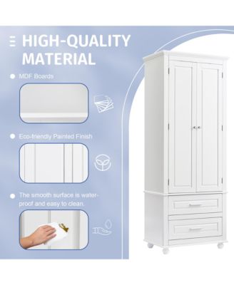 62.5"H Tall Storage Cabinet with 2 Drawers for Bathroom or Office Use