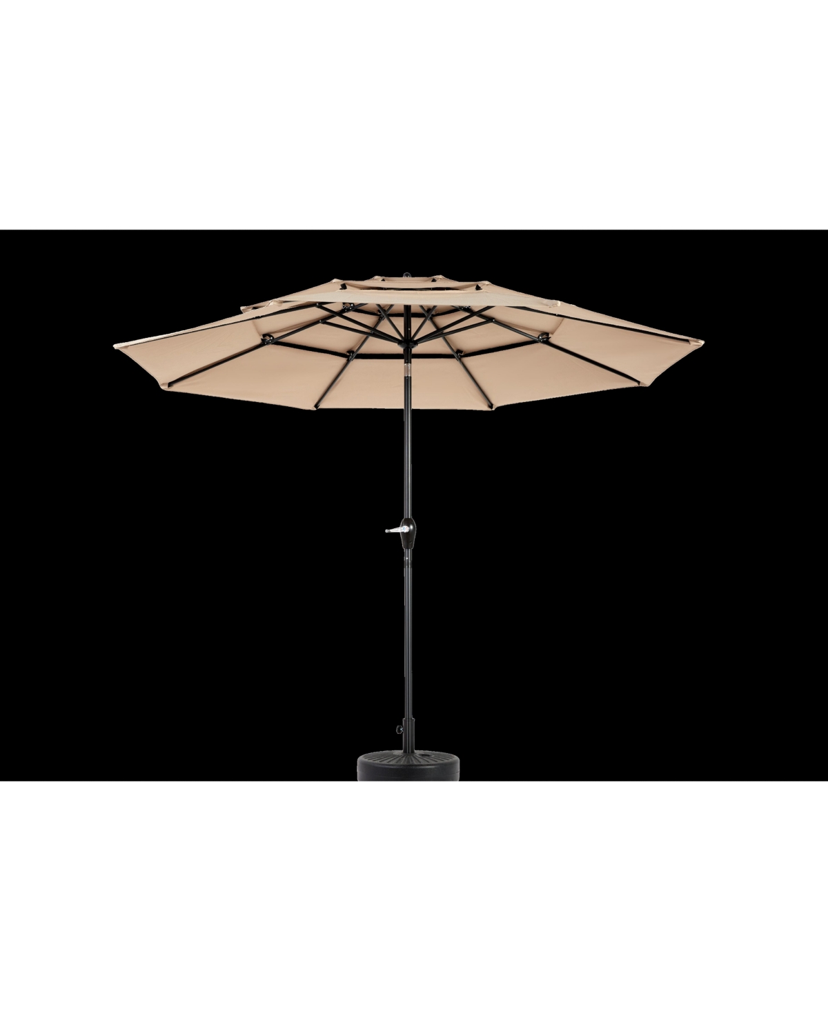 Aluminium 10ft 3 Tier Auto-tilt Umbrella ,Outdoor Patio Umbrella - Market Table Pool Deck Umbrella (Base Not Included) - ( khaki )
