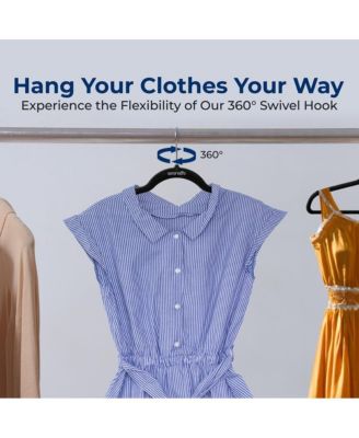 150 Pcs. of Velvet Non-Slip Hangers for Clothes - Heavy Duty Coat Hanger Set with 360&amp;#xB0; Swivel Hook (Black)