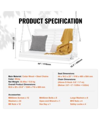 Wooden Porch Swing with Hanging Chains Heavy Duty Outdoor Bench for Patio or Garden