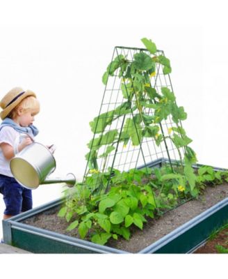 Foldable A-Frame Metal Garden Trellis for Climbing Plants Cucumbers and Vegetables