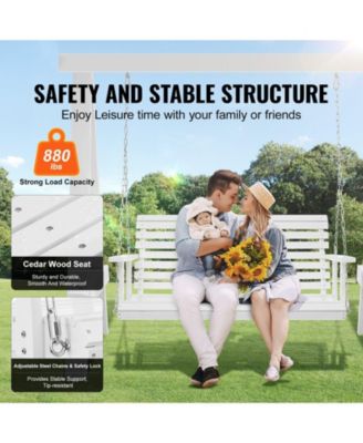 Wooden Patio Porch Swing Bench with Hanging Chains Strong Load Capacity for Garden