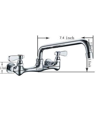 2-Handle Wall Mount 8&amp;#x22; Swivel Spout with 8&amp;#x22; Center Kitchen Faucet