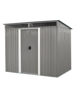 10 x 14 ft Outdoor Metal Storage Shed with 3 Lockable Doors Vents Sloped Roof