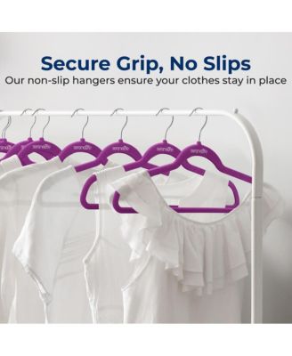 10 Pcs. Velvet Hangers - Non-Slip, Sturdy, and Heavy Duty Coat Set with 360&amp;deg; Swivel Hook for Clothes (Purple)