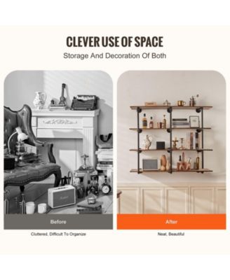 4 Tier Industrial Pipe Wall-Mount Shelf Frame 3PCS Without Planks for Custom Storage