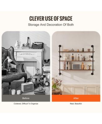 Industrial Pipe Wall-Mounted Shelf 3 Tier Storage Rack for Kitchen and Bedroom