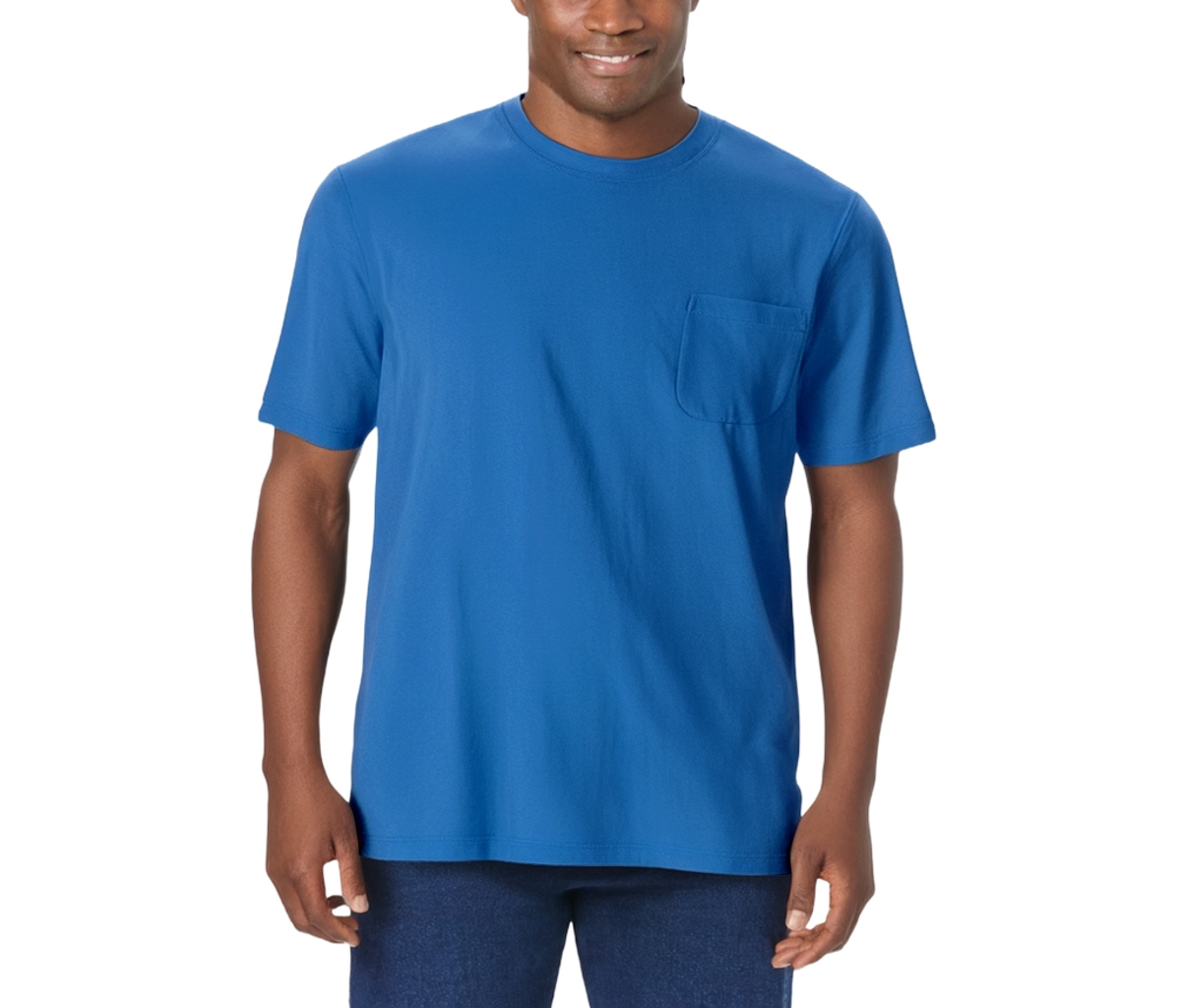 Big & Tall Shrink-Less Lightweight Pocket Crewneck T-Shirt - Wine