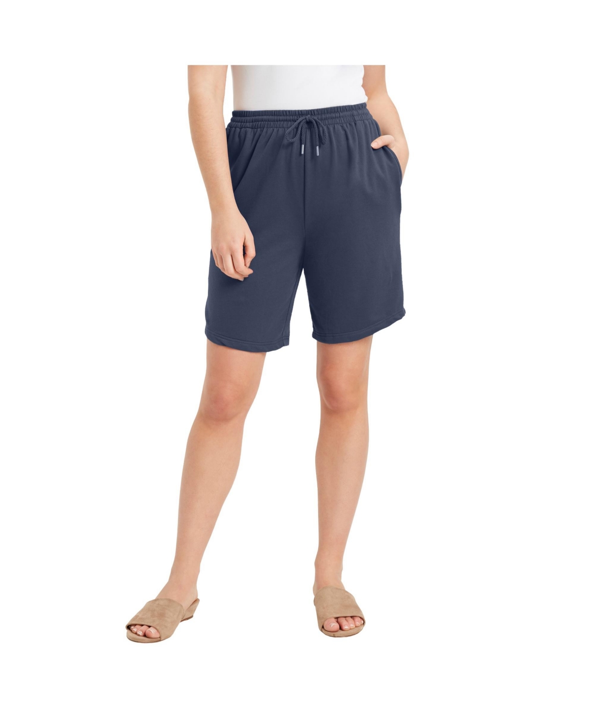Women's June + Vie French Terry Shorts - Bright white