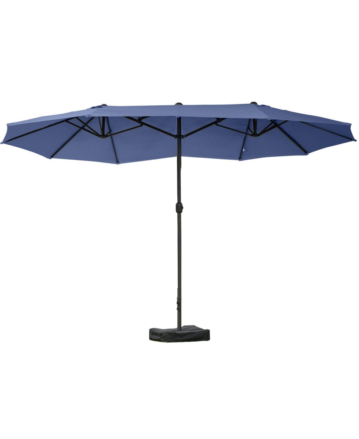 Outsunny Patio Umbrella 15' Steel Rectangular Outdoor Double Sided Market with base, Sun Protection & Easy Crank for Deck Pool Patio