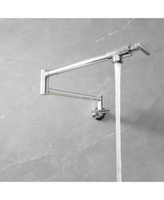 Wall Mount Double-Handle Dual Joint Swing Arm Pot Filler Faucet