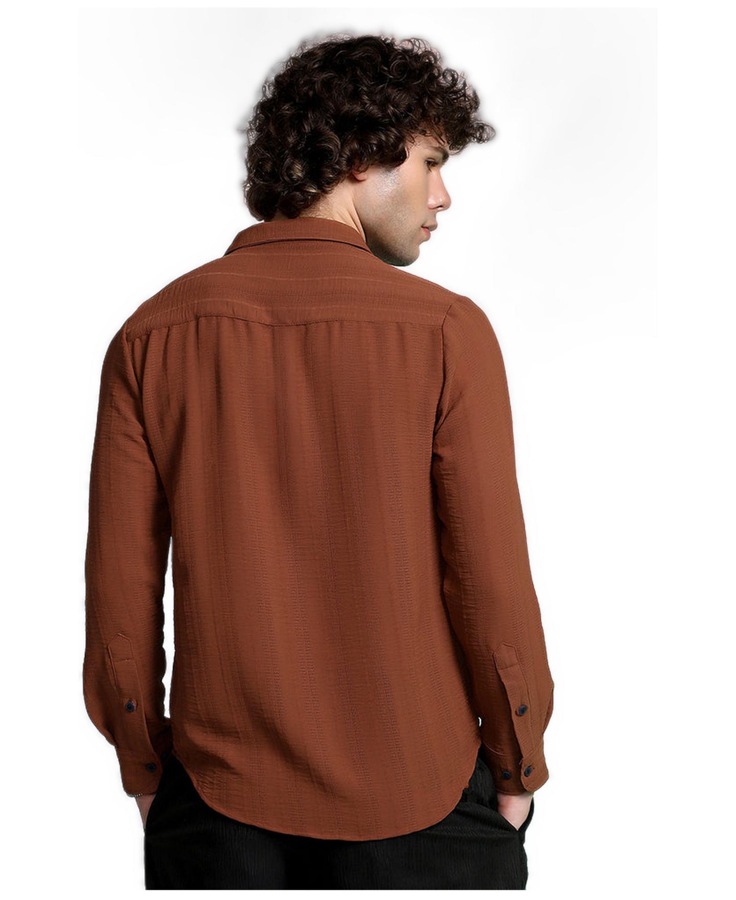 Мужская рубашка Cahoot Campus Sutra Sienna Brown Woven-Lined, цвет: Коричневый — фото 2