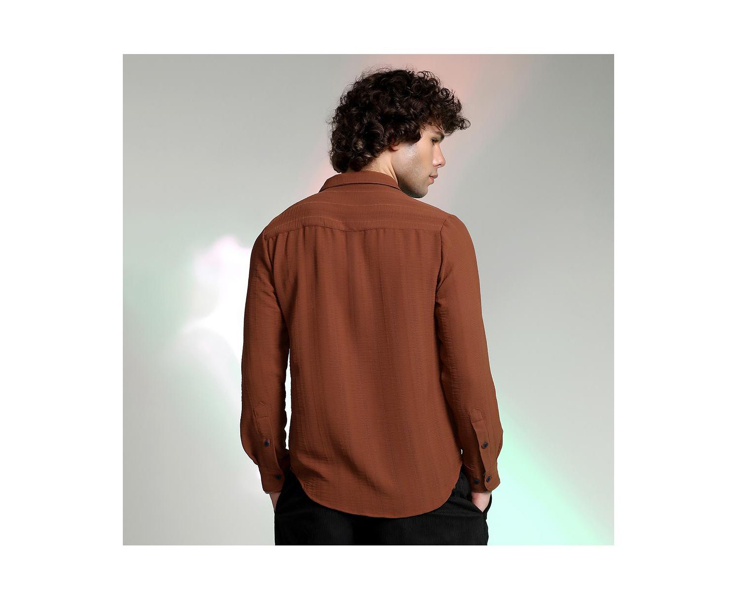 Men's Sienna Brown Woven-Lined Shirt