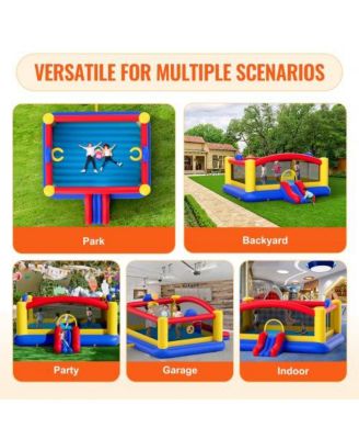 Outdoor Inflatable Bounce House Jumping Bouncer with Slide Blower and Storage Bag