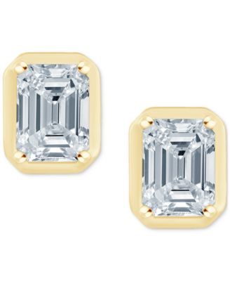 Diamond Emerald-Cut Bezel Stud Earrings (1/2 ct. t.w.) in 14k Gold