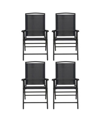 Sunny Isles Outdoor Folding Lounge Chairs, 4 Pack, Black