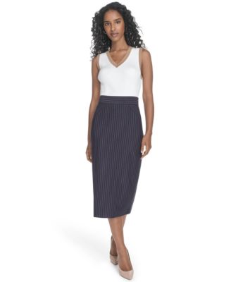 Women's Pinstriped Midi Skirt