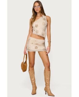 Women's Astrid Beaded Backless One Shoulder Top