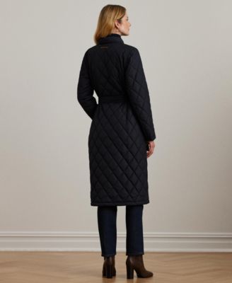 Women's Belted Midi Quilt Coat