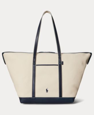 Polo Ralph Lauren - Women's Leather-Trim Canvas Large Shopper Tote