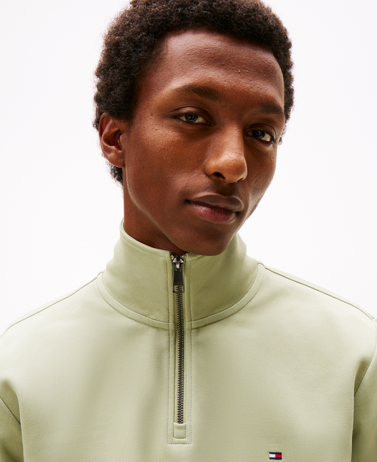 Tommy Hilfiger Men's Essential Intechno Knit Regular-fit 1/4-zip Sweatshirt In Green