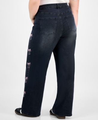 Trendy Plus Ultra 90's Bow-Detail Straight Jeans