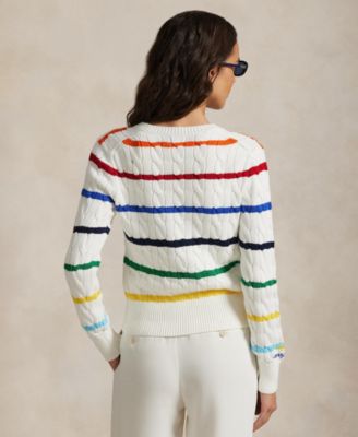 Women's US Open Striped Cable Cotton Cardigan