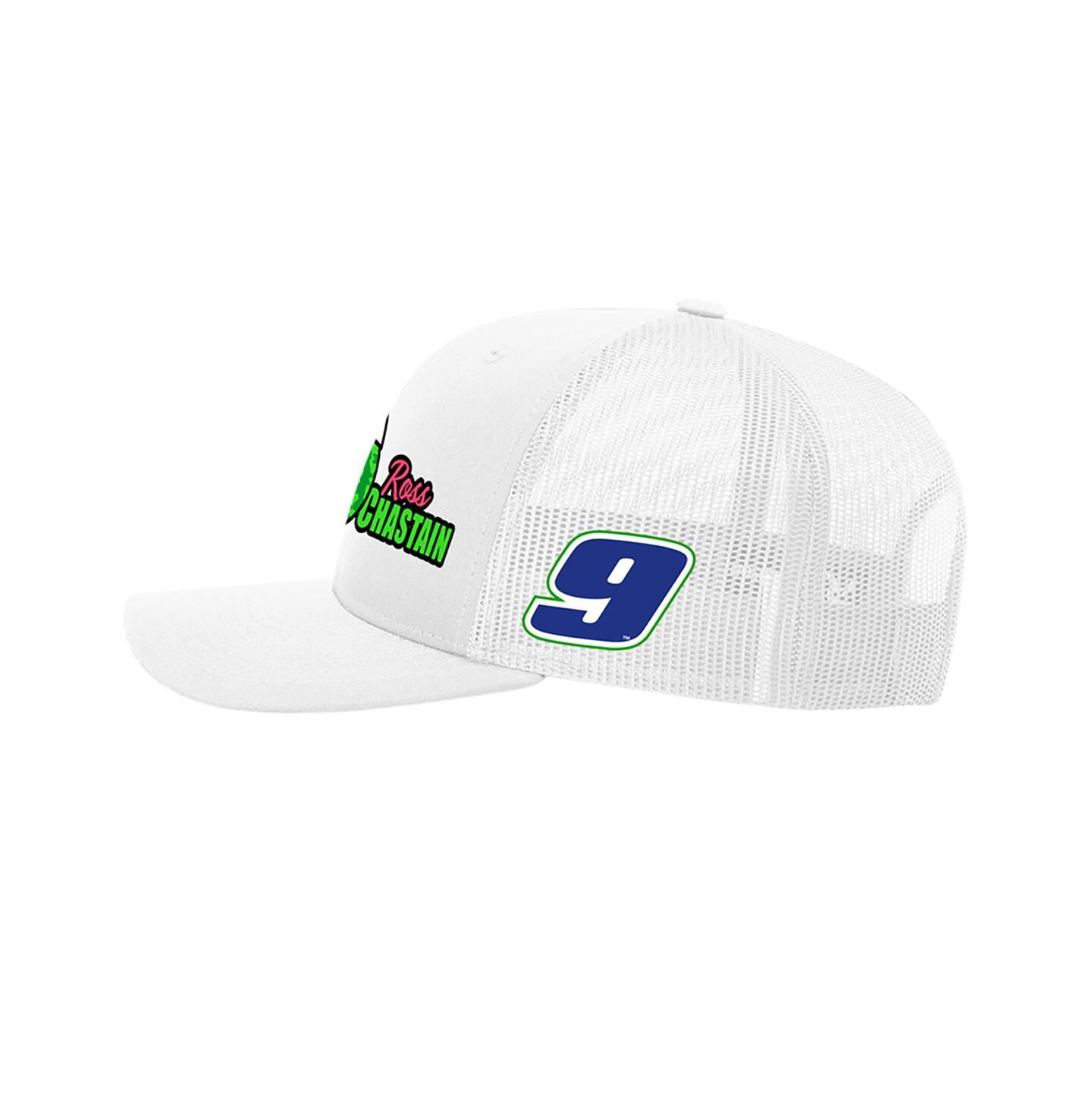 Мужская кепка JR Motorsports Official Team Apparel White Ross Chastain Domestic Trucker Adjustable Hat — фото 2