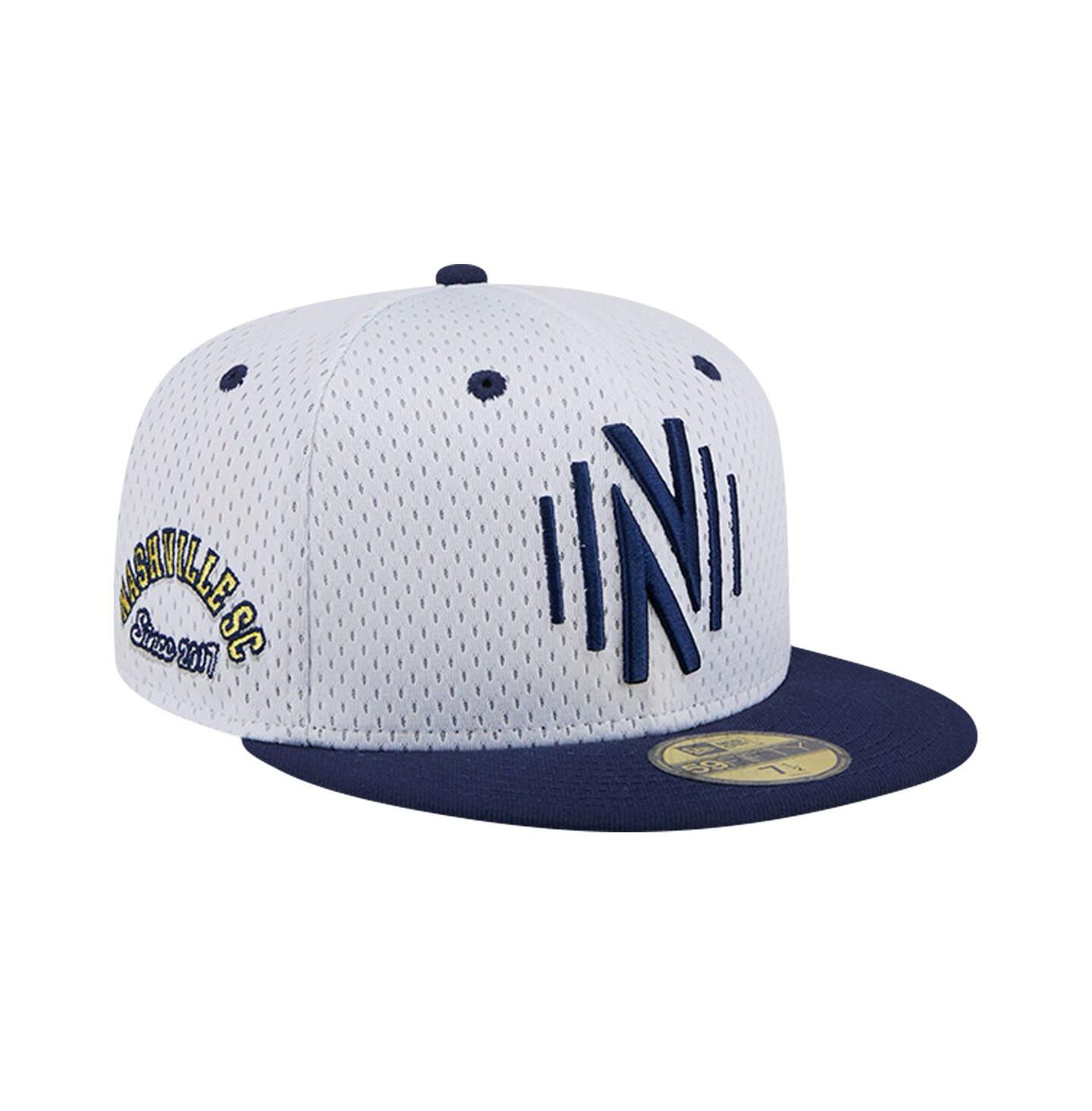 Мужская кепка New Era Gray Nashville SC Throwback Mesh 59FIFTY Fitted Hat — фото 1