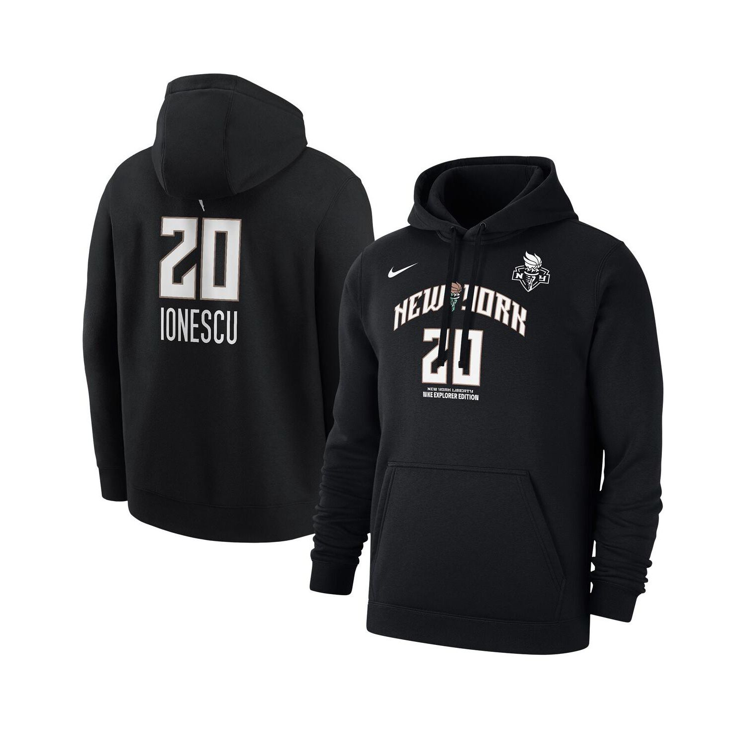 Men's Sabrina Ionescu Black New York Liberty Explorer Edition Name & Number Pullover Hoodie