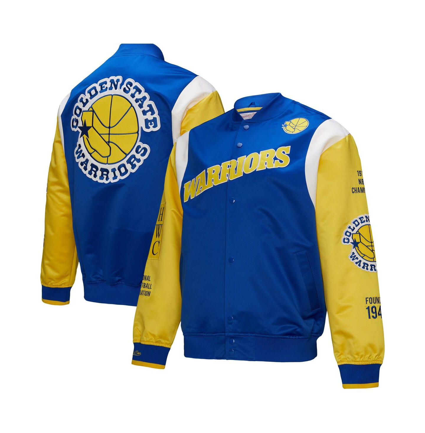 Куртка Mitchell & Ness Royal Golden State Warriors Vintage Team Origins Satin Full-Snap — фото 1