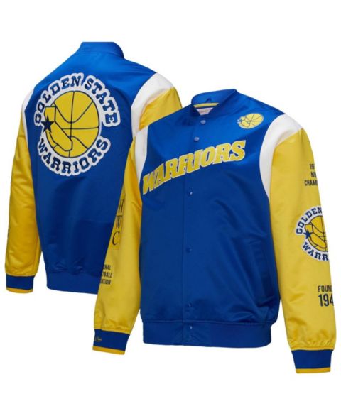 Женские куртки Mitchell & Ness Men's and Women's Royal Golden State Warriors Vintage Team Origins Satin Full-Snap Jacket