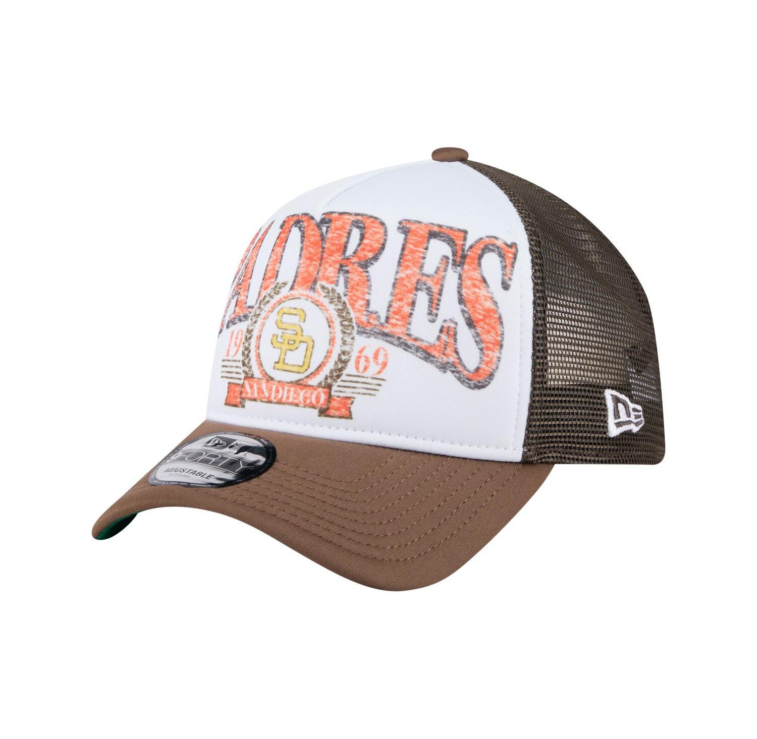 Men's Brown San Diego Padres Distressed 9FORTY A-Frame Adjustable Trucker Hat