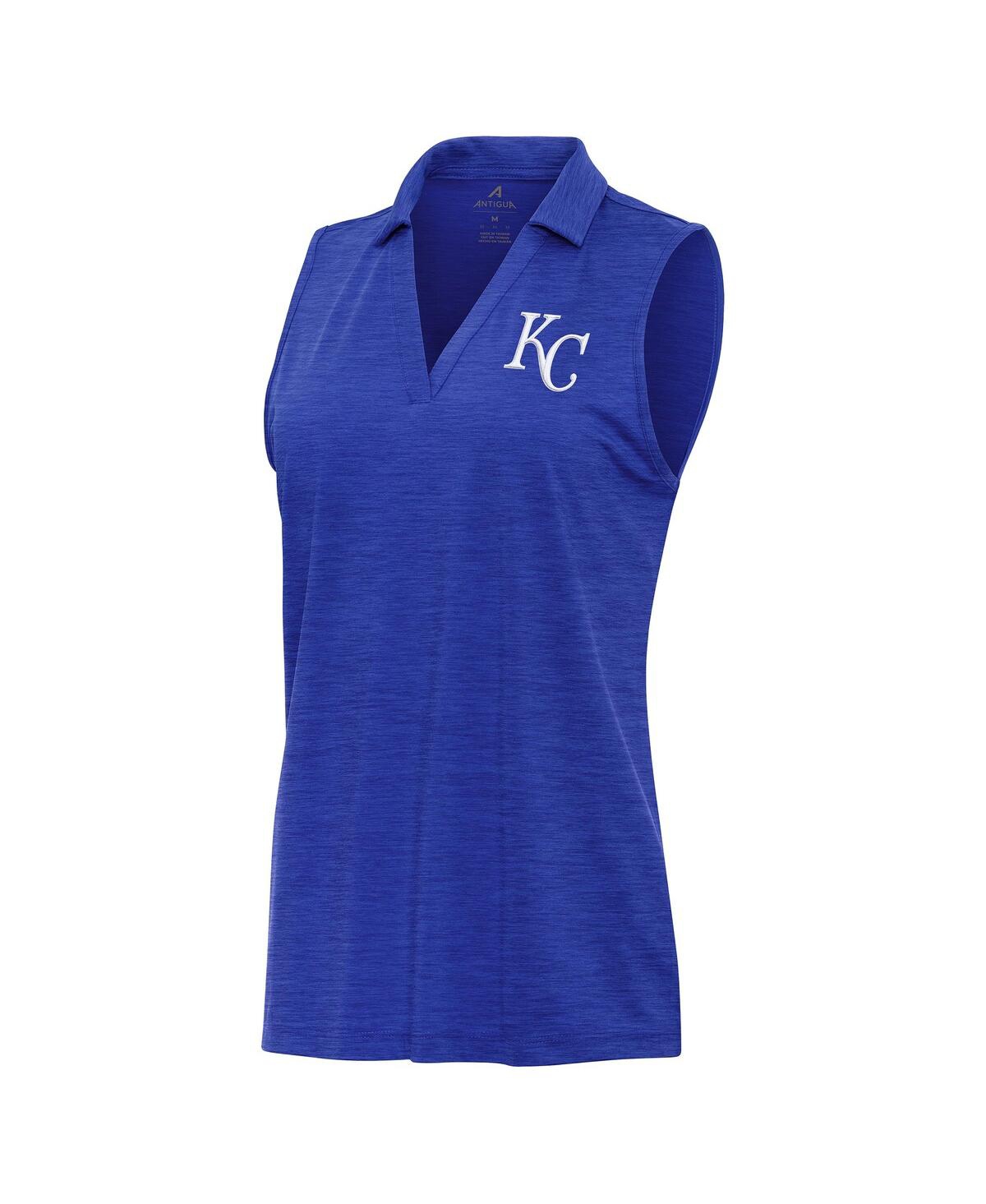 Women's Heather Royal Kansas City Royals Layout Sleeveless Polo Shirt - Heather Royal