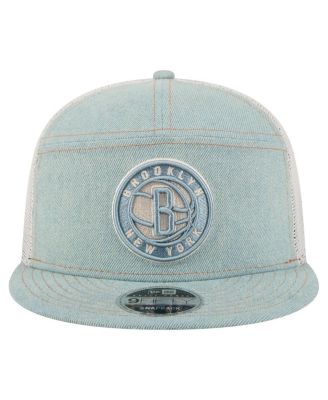 Men's Brooklyn Nets Adventure Denim Split Panel 9FIFTY Snapback Trucker Hat